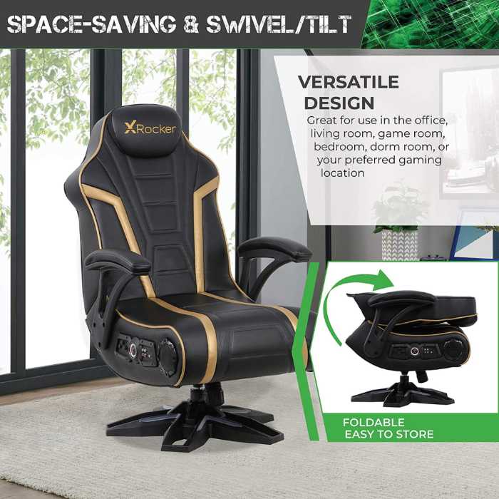 X Rocker 5152301 Black/ Gold Pedestal Wireless Gaming Chair